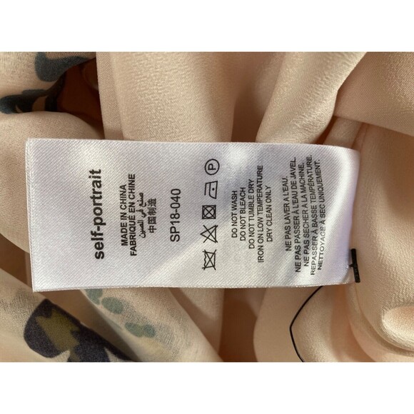 Self-Portrait Blush- Pink Asymmetric Graphic Floral Print Dress Size 6 NWOT - Picture 8 of 12